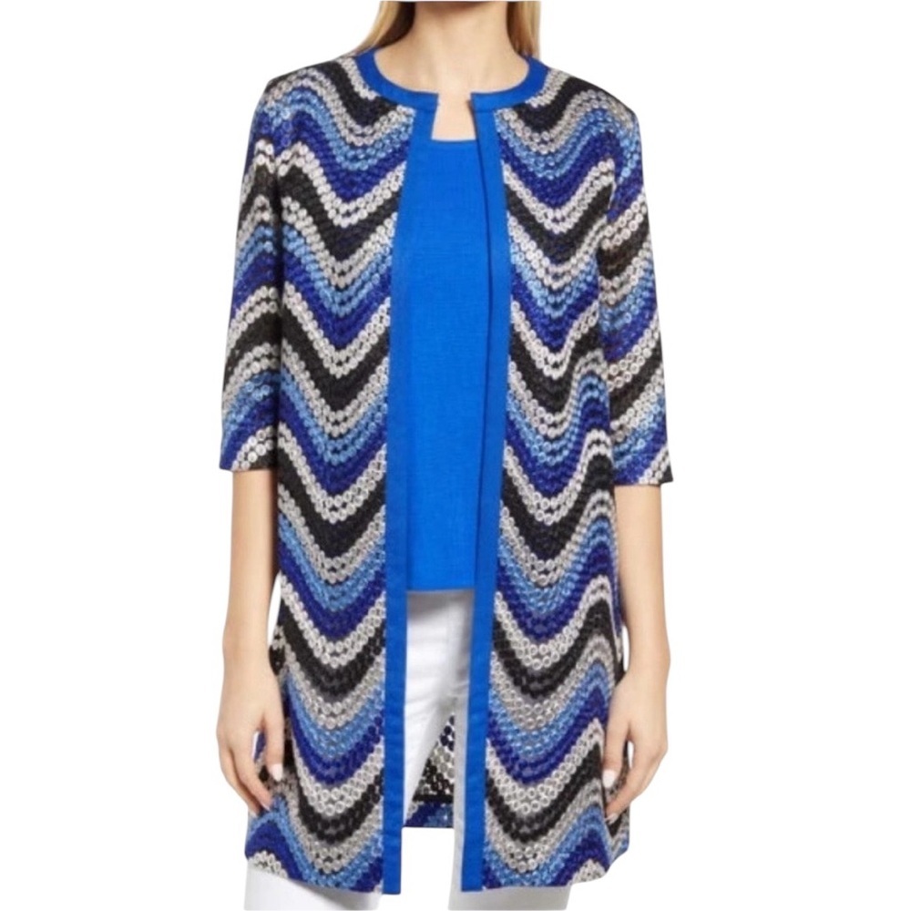 Ming Wang Embroidered Wave Stripe Jacket